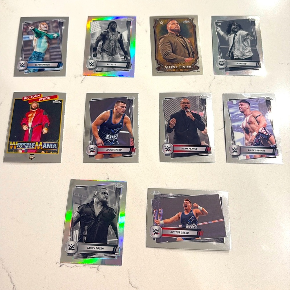 WWE Silver Background Trading Cards. Fighting.‎ Big John, Tank, Elton, etc